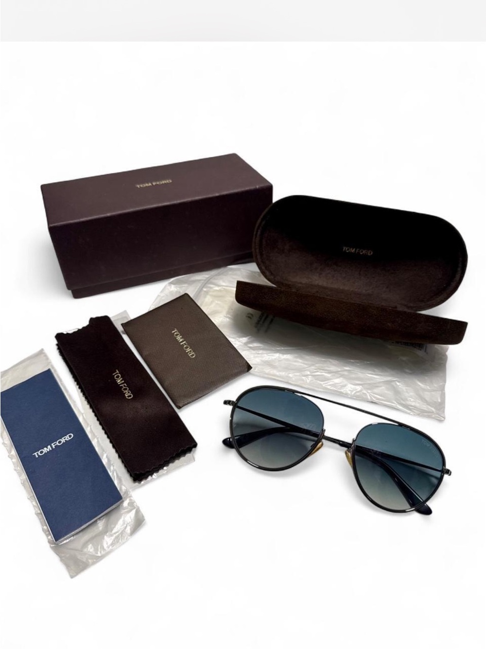 Tom Ford Men’s ‘Keith’ Gun Metal Frame Sunglasses with Blue/Grey Gradient